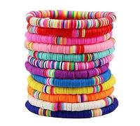 Générique With Sets Natural Blue 8 Handmade Jewelry Colorful Clay Bracelets For Women Summer Beach Bracelets Sweet Pottery Jewelry Message Mm Valentine Bracelet, one size, Plastic, No Gemstone