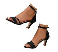 Générique Women European Style Fish Mouth Sandals Large Size Single Strap Ankle Ring Mid Heel Open Toe Closed Heel Elegant Sandals for City Wear, Black299, 4 UK