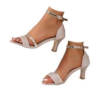 Générique Women European Style Fish Mouth Sandals Large Size Single Strap Ankle Ring Mid Heel Open Toe Closed Heel Elegant Sandals for City Wear, Gold299, 4 UK