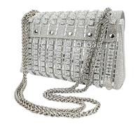 Générique Women Rhinestone Clutch Bag,Sparkly Rhinestone Handbags, Silver, Se référer au descriptif