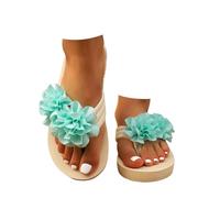 Générique Women Sandals Women Sandals Solid Color Flower Flip Flops Beach Slippers Thick Soles Fashion Spring Summer Sandals Women Summer Wedges, Sky blue, 8 UK