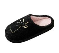 Générique Women's and Men's Suede Slippers Comfortable and Warm Winter with Spider Print and Black Cat Slippers Women Non-Slip with Thick Soles Halloween Vintage House Slipper, Black, 6 UK