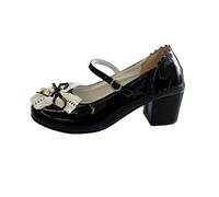 Générique Women's Block Heel Sandals Lace Round Toe Adjustable Strap Elegant Heels High Heels Shoes for Women Comfortable Wedding Party, A black, 8 UK