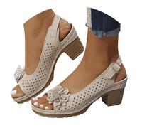 Générique Women's Bohemia Heel Mule Espadrilles Platform Shoe Barefoot Summer Shoes Sandal Comfortable Slipper High Heels Sexy Orthopedic Orthopaedic Slipper, beige, 6 UK