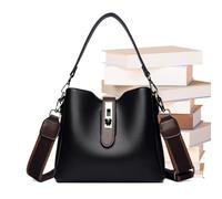 Générique Women's Bucket Bag - Vintage Leather Bucket Bag | Fashion Shoulder Handbag Adjustable Strap for Travel Summer Beach, Black, Se référer à la description