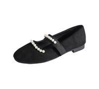 Générique Women's Casual Ballet Flats with Elegant Pearl Decor Neckline Flat Sole Non-Slip and Breathable for the City, Office or Shopping Comfortable and Stylish, Black31, 7 UK