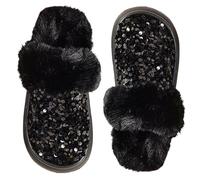 Générique Women's Closed Toe Slipper Slippers Plush Glitter Decor Platform Soft Sole Non-Slip Soft Warm for Indoor Use