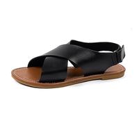 Générique Women's Comfortable Flat Sandals - Retro Women's Vintage Sandal Open Toe Barefoot Walking Shoe Openwork Breathable Sandalette Outdoor Bare Feet Casual Sandallets, Black, 4 UK