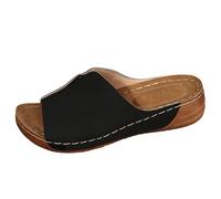 Générique Women's Comfortable Wedge Sandals - Open Toe Sandals Casual and Simple Barefoot Orthopaedic Sandal Outdoor Shoe Summer Breathable Bare Feet Platform Mule, Black, 4 UK