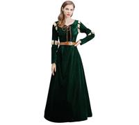 Générique Women's Courageous Princess Dress Merida Character Dress Medieval Renaissance Costume Halloween Green Queen Court Costume Royal British Style, Green, S