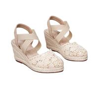 Générique Women's Espadrille Sandals with Openwork Lace | Elastic Cross Strap Closed Toe Breathable Bohemian Style Elegant Sandals for Walking Holiday