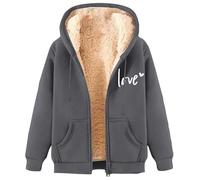 Générique Women's Faux Fur Coat - Short Coat Women Sherpa Lined Jacket Solid Color Sweatshirt With Two Pockets Warm Coats Comfortable Sweat Outdoor Coats, GY1, 3XL