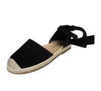 Générique Women's Flat Espadrilles - Women's Summer Sandal Comfortable Sandal Spartan Sandals Casual Espadrille Sandals For Canvas And Classic Stitching, Non-Slip Sole, Black, 9 UK