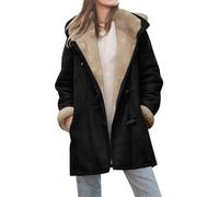 Générique Women's Fleece Jacket Quilted Large Size Hooded Coat Inside Fleece Jacket Corduroy Long Sweatshirt Chic and Elegant Hiking Jackets Lightweight Sport Sweatshirts