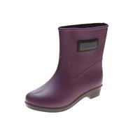 Générique Women's Garden Shoes, Women's Refined Cut Waterproof Rain Boots Garden Shoes Rubber Rain Boots Low Waist Leather Garden Shoes, purple, 4 UK