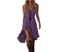 Générique Women's Gothic Dress Medieval Retro Western Style Medieval Shirt Black Men, purple, M