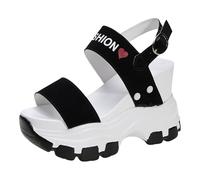 Générique Women's Heeled Sandals, Romantic Fairy Style Extra Thick Sole Open Toe Sandals for Evening Special Event or Outfit, Elegant and Comfortable, Black240, 4 UK