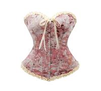 Générique Women's Lace Up Corset Bustier, Vintage Floral Ruffled Corset Top with Front Closure, Steampunk Gothic Costume for Halloween Carnival Pirate Party