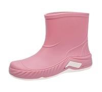 Générique Women's Leather Ankle Boots, Warm Rain Boots, Moisture-Resistant Waterproof Rain Boots, Quick Drying Garden Rubber Boots for the Rainy Season, Pink, 7 UK
