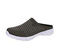 Générique Women's Lightweight Slippers - Comfortable Breathable Mesh Trainers Casual Walking Trainers Solid Colour Minimalist Shoes Soft Soles, Army Green, 11.5 UK