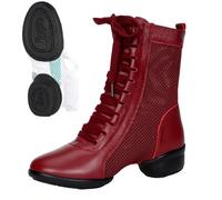 Générique Women's Long Boots Soft Mesh Fabric with Two Sole Options Versatile Dance Shoes for Square Dance Slides, Jazz Show Comfortable All Seasons, RD142, 4 UK