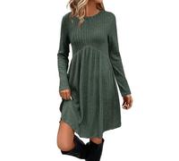 Générique Women's Long Sleeve Shirt Dress Neck High Waist Dress with Pockets Transparent Skirt Long Black, The Noirish Green, XXL