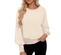 Générique Women's Long Sleeve Tshirt- Plus Size Knitted Elegant Casual Plain Round Neck Basic Daily Tshirt