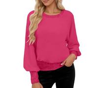 Générique Women's Long Sleeve Tshirt- Plus Size Knitted Elegant Casual Plain Round Neck Basic Daily Tshirt