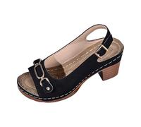 Générique Women's Low Heel Sandals With Adjustable Buckle Open Toe Elegant Sandals Summer Women's High Heel Shoes For Daily Holiday Mary Jane Shoes Elegant, Black, 9 UK
