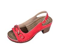 Générique Women's Low Heel Sandals With Adjustable Buckle Open Toe Elegant Sandals Summer Women's High Heel Shoes For Daily Holiday Mary Jane Shoes Elegant, Red, 8 UK