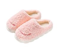 Générique Women's Memory Foam Slippers - Women's Warm Winter Slipper Solid Colour Slippers Thick Sole Shoes Indoor/Outdoor Silent Slippers, pink, 4 UK