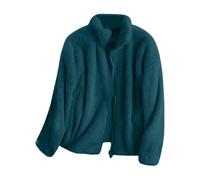 Générique Women's mid-season jacket without hood - fleece jacket large size without hood - plain colour fluffy sweatshirt with zip tops long sleeve jacket, Gn2., XXL