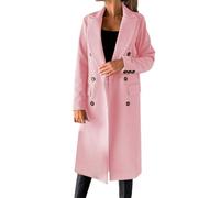 Générique Women's Mid-Season Long Jacket - Mid-Season 3/4 Coat with Button Jacket Solid Colour Tunic Chic and Elegant Long Sleeve Coats Casual Loose Coat, Pink, XL
