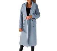 Générique Women's Mid-Season Long Jacket - Mid-Season 3/4 Coat with Button Jacket Solid Colour Tunic Chic and Elegant Long Sleeve Coats Casual Loose Coat, Bu1, 3XL