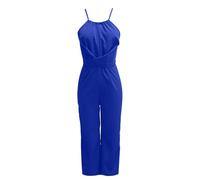 Générique Women's Off the Shoulder Jumpsuit One Shoulder Sleeveless Tie Tie Casual Jumpsuit Sexy Daily Casual Loose Top Leisure Urban Fashion Jumpsuits Bardot Elegant Evening, Blue, L