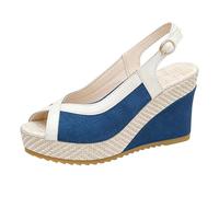 Générique Women's Platform Platform Open Toe Open Toe Strappy Cross Front Strap Back Slingback Upper Upper Casual Shoes Beach Going Out, 01 Blue, 9 UK
