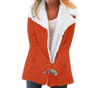 Générique Women's Plus Size Fleece Jacket Autumn Coat Solid Colour Vintage Coats Outdoor Sweatshirt Long Sleeve Warm Jackets Simple Jackets, Orange, XXL