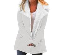 Générique Women's Plus Size Fleece Jacket Autumn Coat Solid Colour Vintage Coats Outdoor Sweatshirt Long Sleeve Warm Jackets Simple Jackets, white, XL