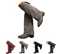 Générique Women's Pointed Toe Ankle Boots, Wide Calf Heel Boots, Big Calf Boot, Casual Wide Boot, Solid Colour, Versatile Autumn Streetwear Mid Calf Boot, Red, 7 UK