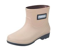 Générique Women's Rain Boots, Women's Warm Rain Boot for the rainy season, fur-lined cut, clog garden motif, dry feet, waterproof rubber shoe, beige, 6 UK