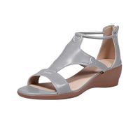Générique Women's Roman Sandals Summer Leather Retro Open Toe Ankle Strap Front Side Cut Back Semi-Closed Wedge Sole City Going Out Holiday Spring Summer, 01 Grey, 7 UK