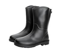 Générique Women's Rubber Rain Boots, Women's Rain Boots, Dry Feet, Garden Shoe for the Rainy Season, Trendy Rubber Boots, Medium Shaft Boots, Flat Sole Boots, Black, 6 UK