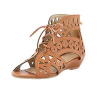 Générique Women's Sandal Summer Chic and Comfortable Lace-Up Sandal Wedge Sandal Bare Feet Open Toe Slides Casual Breathable Slide Large Size 37-42 Women's Summer Chic and Elegant Slides, Brown, 6 UK