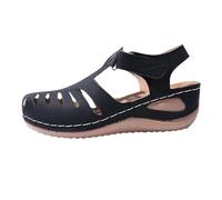 Générique Women's Sandals City Shoes Platform Breathable Beach Shoes Summer Slide Comfortable Closed Toe Casual Sandals Woman Comfort Chic Solid Colour, Black, 9.5 UK
