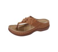 Générique Women's Sandals Comfortable and Elegant - Women's Beach Sandal Flower Sandals Platform Casual Shoes Flip Flops Fashion Nude Feet Summer Sandalette Breathable Outdoor Flip Flops, Brown, 9 UK