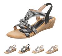 Générique Women's Sandals Summer Chic Wedge Sandal Women's Summer Chic and Comfortable Nude Feet Platform 2026 Vintage Boheme Slides Large Size Casual Breathable Sandal Sandals, Silver, 7 UK