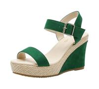 Générique Women's Sandals Summer Comfortable Wedge Sandals for Women Thick Sole with Single Strap Hollow Out Design and Solid Color to Lengthen the Figure Women Mule Comfortable, Green, 4.5 UK