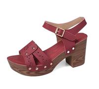 Générique Women's Sandals Wedge Heel Open Toe Comfortable Lightweight Ankle Buckle Heels Women's Block Heel Sandals for Holidays Beach Walking Leisure Daily Going Out, Hot Pink, 7 UK