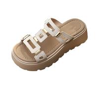 Générique Women's Sandals Wedges Summer Comfortable Orthopedic Platform Sandals for Women Beach Shoes Lightweight Wedge Heel Comfortable Romans Summer Chic, beige, 7 UK
