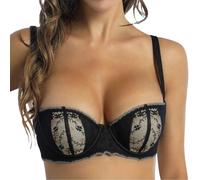 Générique Women's Sexy Push Up Dirndl Bralette Satin Lace Bra with Underwire Traditional Lingerie Festival Bralette Bra Lightweight and Breathable, The Black #2, 6